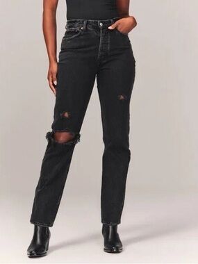 Abercrombie & Fitch Dad High Rise Jeans Womens Size 25/0 Black Denim jeans